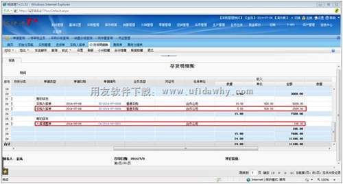 查看存货明细账图示