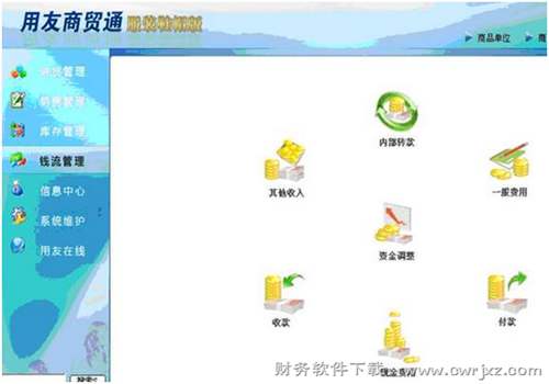 用友商贸通服装鞋帽版V10.1钱流管理示拉图 