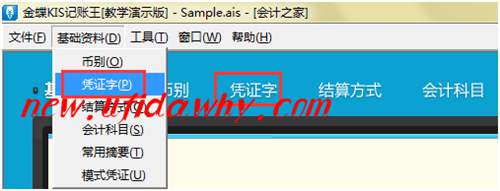金蝶KIS记账王打开凭证字