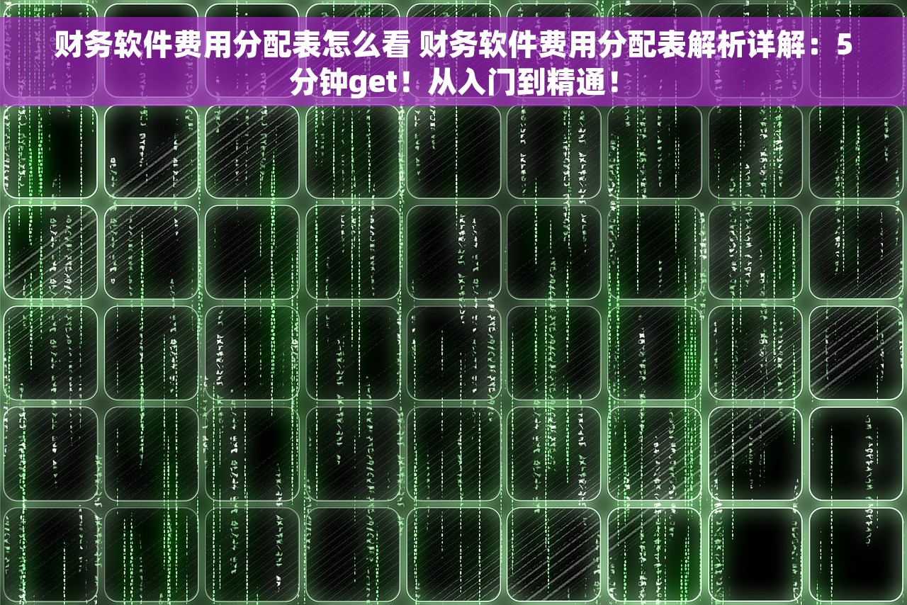 财务软件费用分配表怎么看 财务软件费用分配表解析详解：5分钟get！从入门到精通！