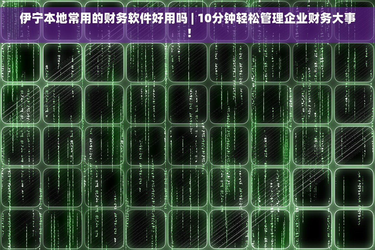 伊宁本地常用的财务软件好用吗 | 10分钟轻松管理企业财务大事！