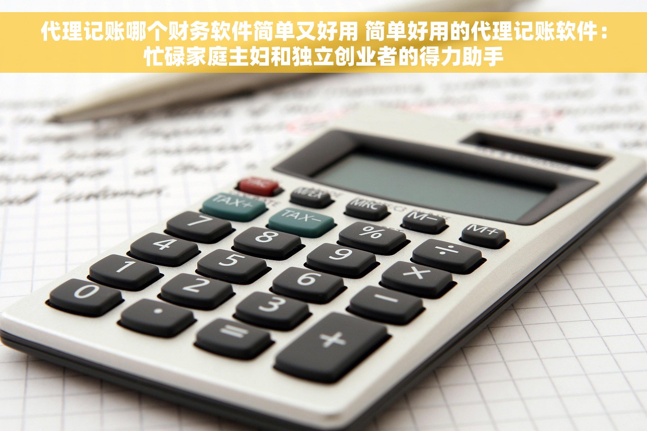 代理记账哪个财务软件简单又好用 简单好用的代理记账软件：忙碌家庭主妇和独立创业者的得力助手